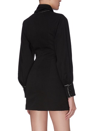 Back View - Click To Enlarge - C/MEO COLLECTIVE - “Origin’ necktie long sleeve mini dress