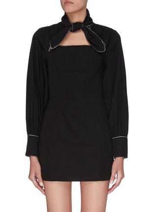 Main View - Click To Enlarge - C/MEO COLLECTIVE - “Origin’ necktie long sleeve mini dress