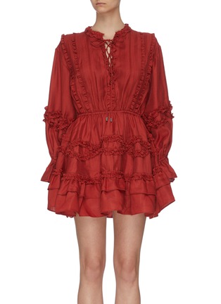 Main View - Click To Enlarge Main View - Click To Enlarge - C/MEO COLLECTIVE - “Slow Down’ balloon sleeve ruffle dress