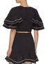 Back View - Click To Enlarge - C/MEO COLLECTIVE - “Affinity’ square neck ruffle sleeve contrast topstitch crop top