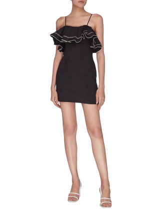 Figure View - Click To Enlarge - C/MEO COLLECTIVE - “Affinity’ ruffle contrast topstitch mini dress