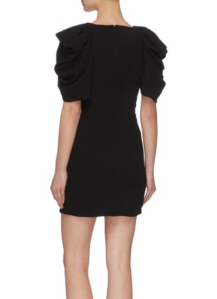Back View - Click To Enlarge - C/MEO COLLECTIVE - 'Soaked' drape sleeve ruffle mini dress