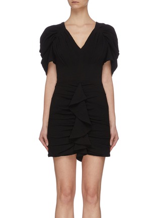 Main View - Click To Enlarge - C/MEO COLLECTIVE - 'Soaked' drape sleeve ruffle mini dress