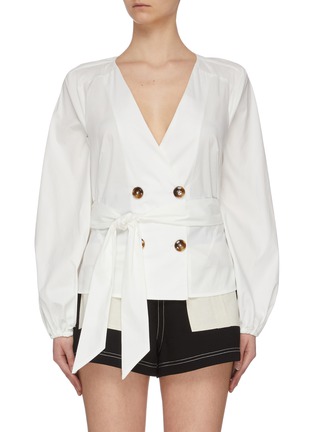 Main View - Click To Enlarge - C/MEO COLLECTIVE - 'Avidity' open back belted blouse top