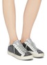 Figure View - Click To Enlarge - P448 - 'John' glitter detail leather sneakers