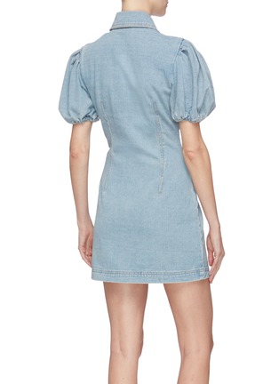 Back View - Click To Enlarge - C/MEO COLLECTIVE - 'Comparison' tie front puff sleeve denim midi dress