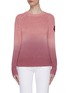 Main View - Click To Enlarge - MONCLER - Leather sleeve patch radiant rib knit sweater