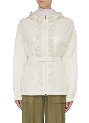 Main View - Click To Enlarge - MONCLER - 'Cinabre' ruffle belted windbreaker