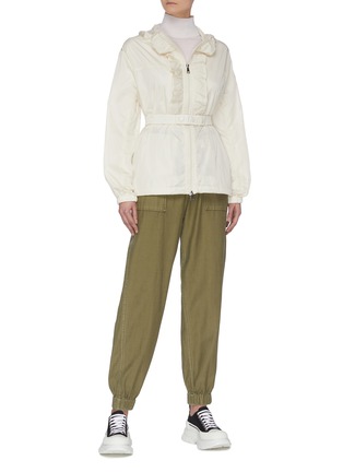 Figure View - Click To Enlarge - MONCLER - 'Cinabre' ruffle belted windbreaker