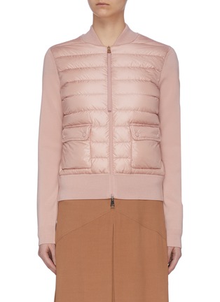 Main View - Click To Enlarge - MONCLER - Puffer front knit sleeve zip cardigan