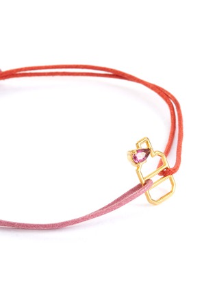 Detail View - Click To Enlarge - ALIITA - 'Botella Gota' pink tourmaline 9k gold cord bracelet