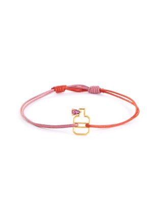 Main View - Click To Enlarge - ALIITA - 'Botella Gota' pink tourmaline 9k gold cord bracelet