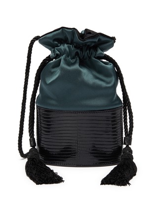 Main View - Click To Enlarge - HUNTING SEASON - 'Lola' small panelled lizardskin leather tassel pouch bag
