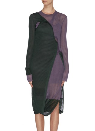 Main View - Click To Enlarge - BOTTEGA VENETA - Bicolour sheer rib knit dress