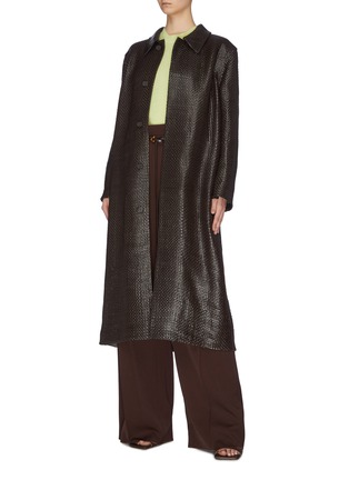 Figure View - Click To Enlarge - BOTTEGA VENETA - Interwoven leather coat
