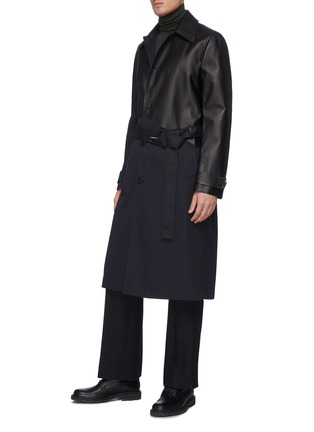Figure View - Click To Enlarge - BOTTEGA VENETA - Asymmetric leather belted trench coat