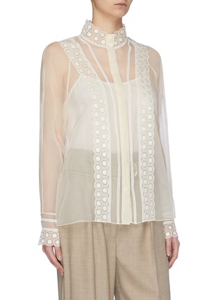 Front View - Click To Enlarge - CHLOÉ - Embroidered Light Organza Blouse
