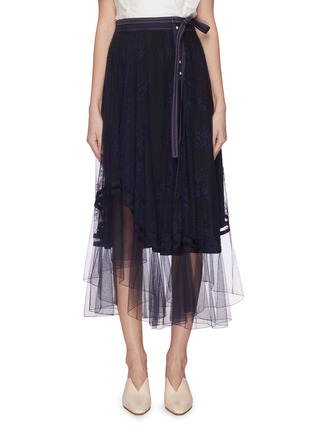 Main View - Click To Enlarge - CHLOÉ - 'Chanti' lace overlay ruffle skirt