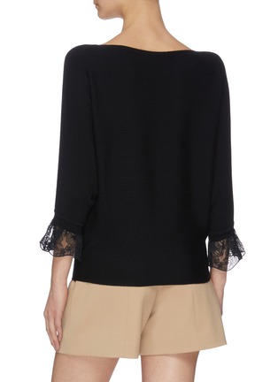 Back View - Click To Enlarge - CHLOÉ - Boat neck lace ruffle cuff knit top