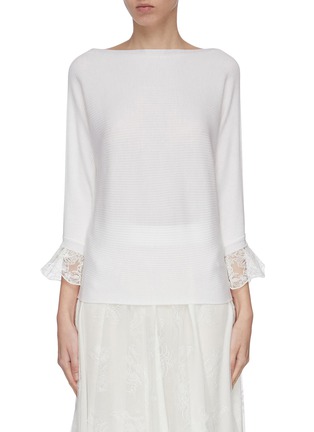 Main View - Click To Enlarge - CHLOÉ - Lace sleeve rib knit top