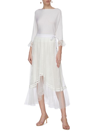 Figure View - Click To Enlarge - CHLOÉ - Lace sleeve rib knit top