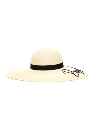 Main View - Click To Enlarge - EUGENIA KIM - Bunny' slogan embroidered straw hat