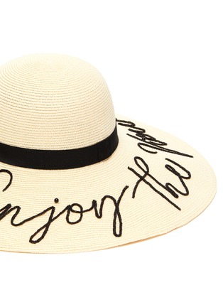 Detail View - Click To Enlarge - EUGENIA KIM - 'Bunny' slogan chain cord straw hat