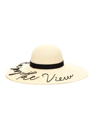 Figure View - Click To Enlarge - EUGENIA KIM - 'Bunny' slogan chain cord straw hat