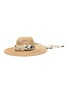 Main View - Click To Enlarge - EUGENIA KIM - 'Cassidy' printed satin pull through scarf straw hat