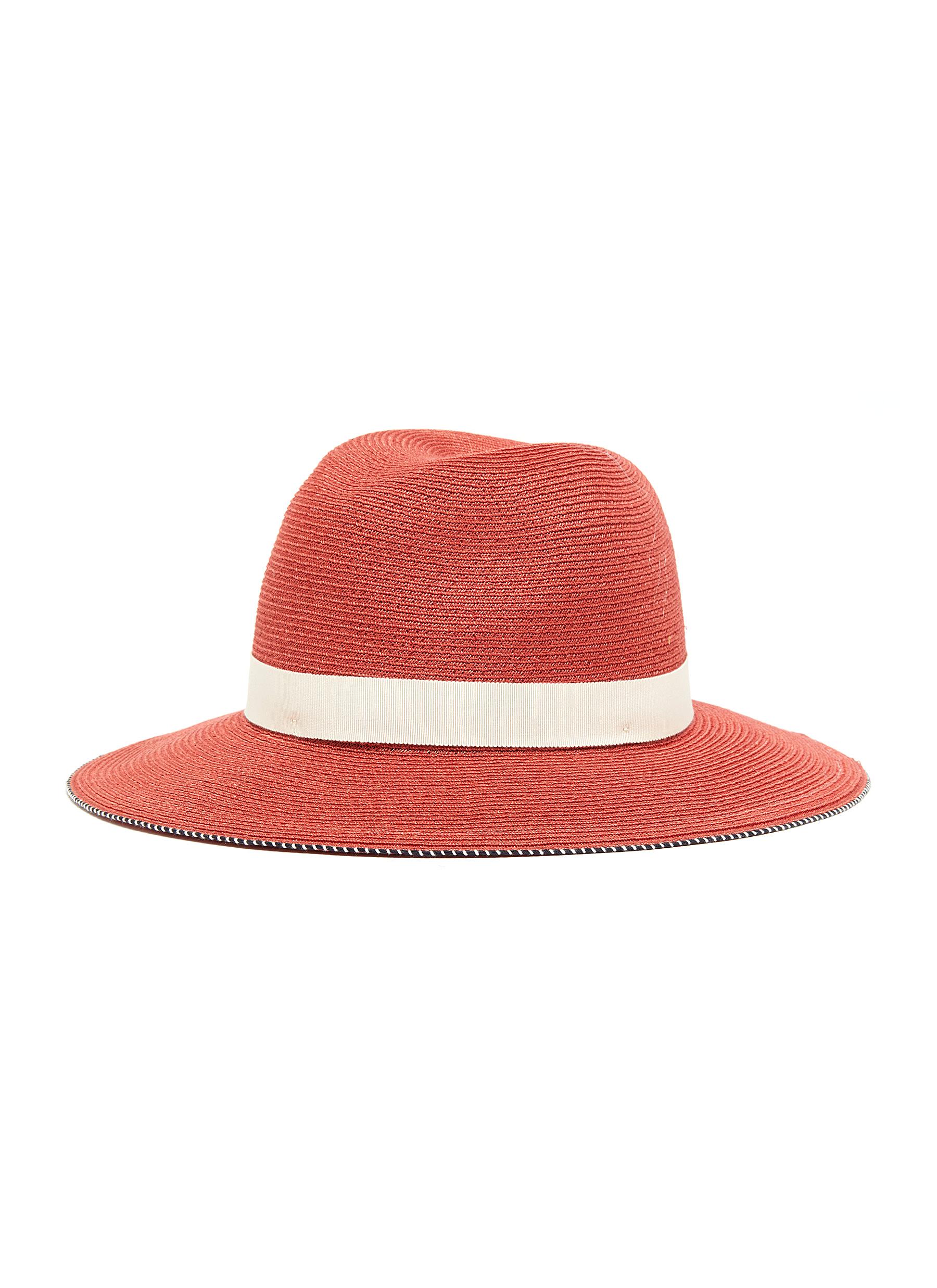 EUGENIA KIM 'COURTNEY' CONTRAST PIPING GROSGRAIN BAND FEDORA HAT