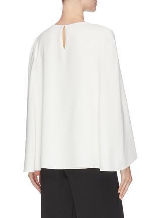 Back View - Click To Enlarge - OSCAR DE LA RENTA - Maple leaf embroidered silk blouse w/ cape