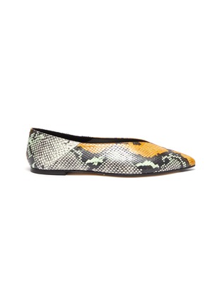 Main View - Click To Enlarge - AEYDE - 'Moa' choked-up snake-embossed leather flats