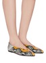 Figure View - Click To Enlarge - AEYDE - 'Moa' choked-up snake-embossed leather flats