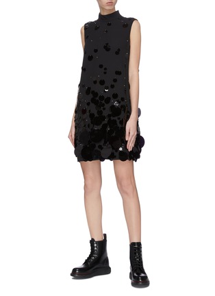 Figure View - Click To Enlarge - PRADA - Paillettes embellished sleeveless mini dress