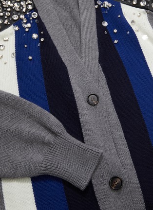  - MIU MIU - Crystal Embellished Stripe Knit Cardigan