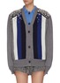Main View - Click To Enlarge - MIU MIU - Crystal Embellished Stripe Knit Cardigan