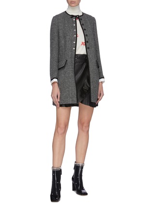 Figure View - Click To Enlarge - MIU MIU - Embellished button tweed coat