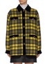 Main View - Click To Enlarge - MIU MIU - Logo Print Check Flannel Velvet Jacket