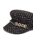 Detail View - Click To Enlarge - VENNA - 'Rock' slogan embellished tweed newsboy cap