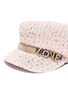 Detail View - Click To Enlarge - VENNA - 'Love' slogan embellished tweed newsboy cap