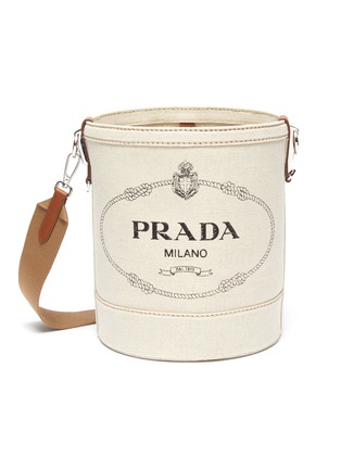 Main View - Click To Enlarge - PRADA - Logo print canvas bucket bag