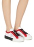 Figure View - Click To Enlarge - PRADA - Colourblock logo patch gabardine sneakers