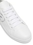 Detail View - Click To Enlarge - PRADA - Logo embossed low top lace-up leather sneakers