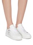 Figure View - Click To Enlarge - PRADA - Logo embossed low top lace-up leather sneakers