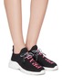 Figure View - Click To Enlarge - PRADA - Logo embroidered knit flat sneakers