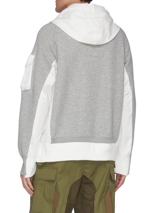 Back View - Click To Enlarge - SACAI - Panelled patch pocket hooded sweatshirt