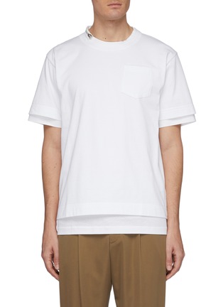 Main View - Click To Enlarge - SACAI - Zip neck double layer T-shirt
