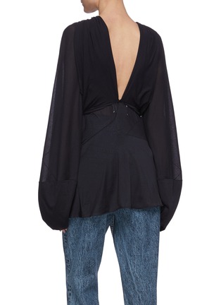 Back View - Click To Enlarge - MAISON MARGIELA - Cotton silk jersey draped top