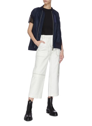 Figure View - Click To Enlarge - SACAI - Sheer panel double neck plisse top