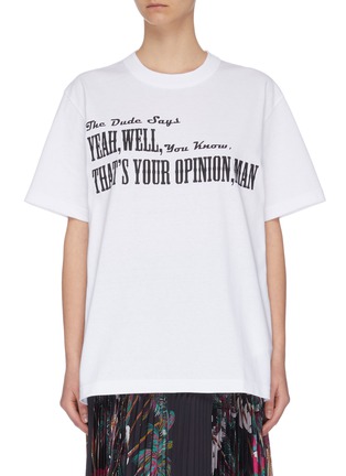 Main View - Click To Enlarge - SACAI - 'The Opinion' slogan print T-shirt